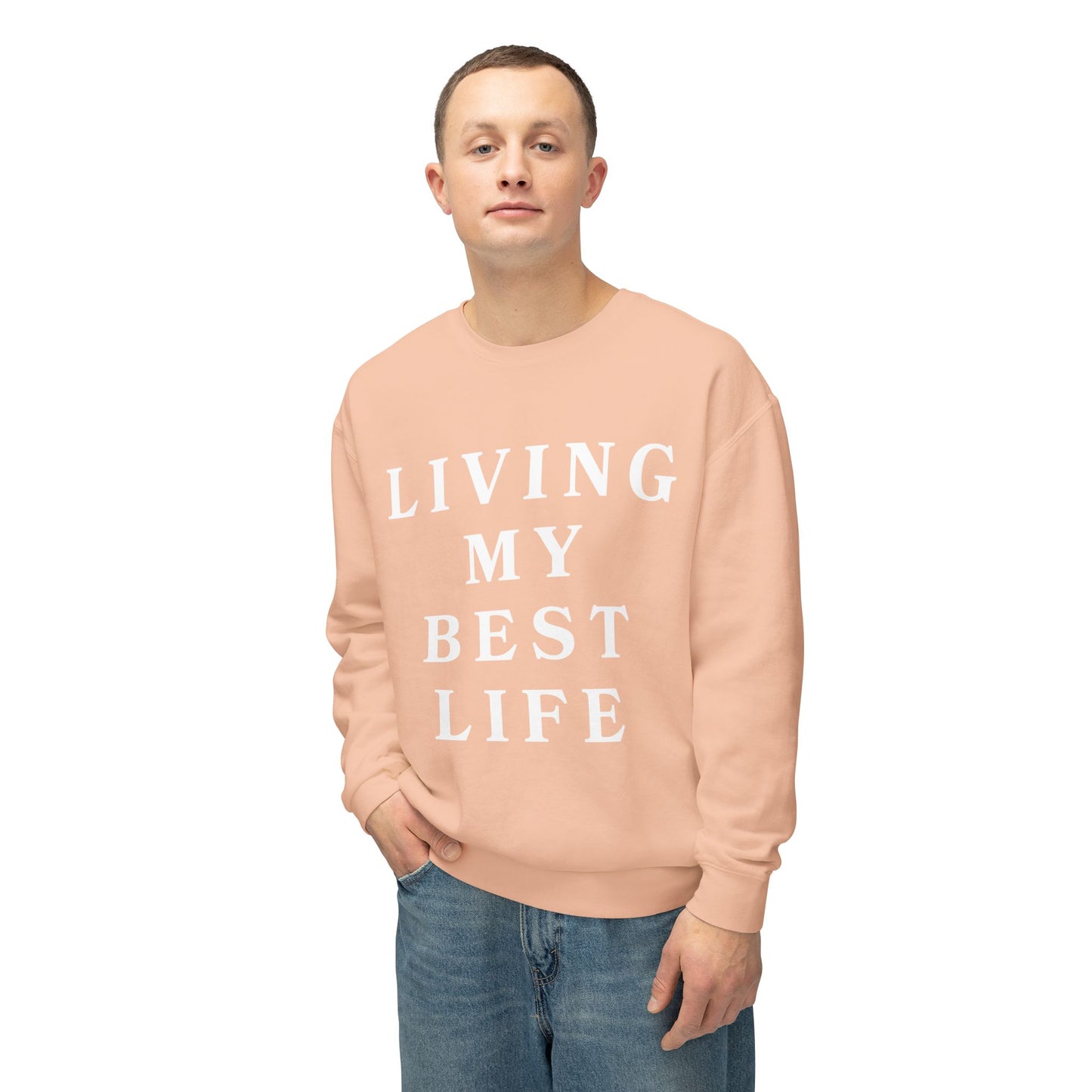 "Living My Best Life" Lightweight Crewneck Sweatshirt