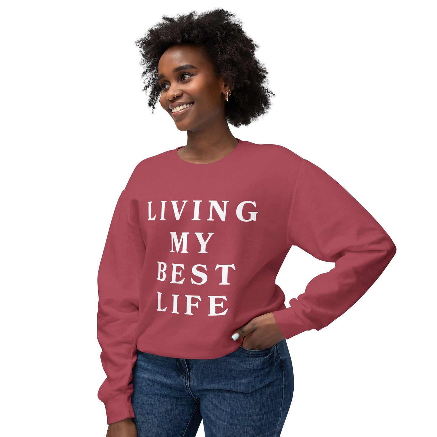 "Living My Best Life" Lightweight Crewneck Sweatshirt