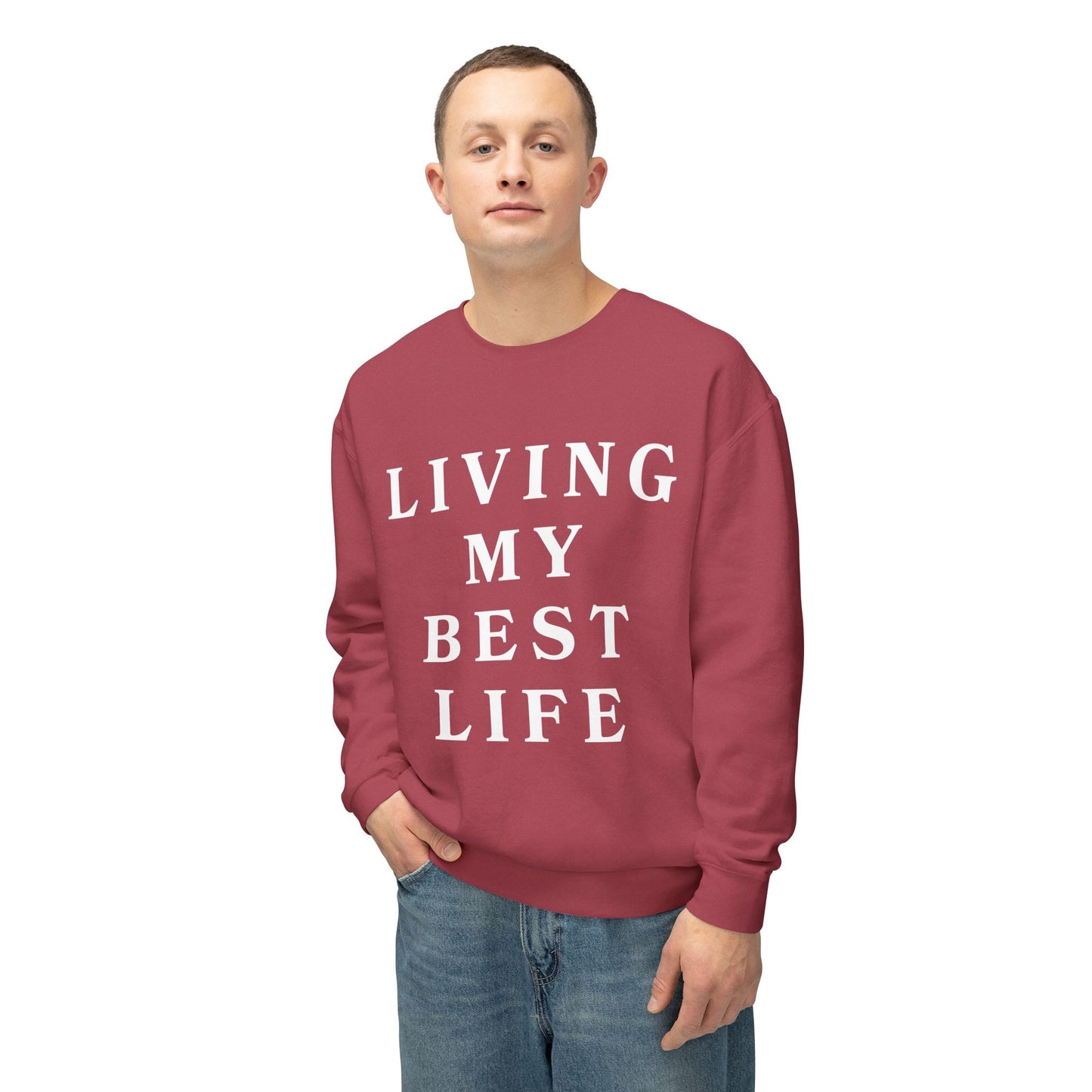 "Living My Best Life" Lightweight Crewneck Sweatshirt